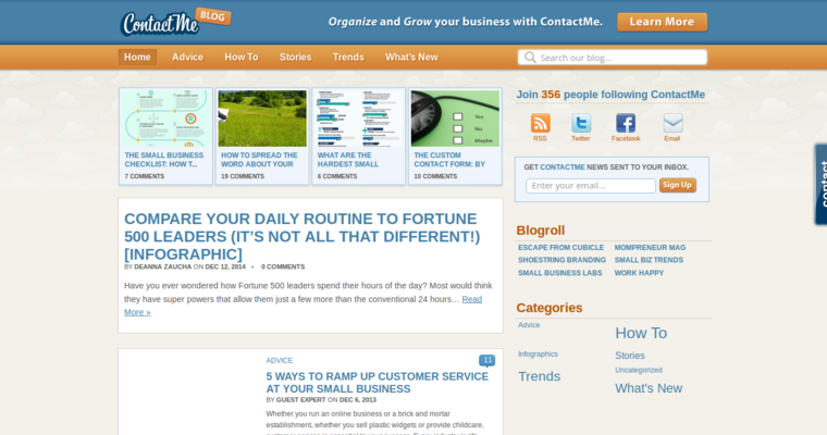 Blog page of #10 Top Small Business CRM Solution: ContactMe
