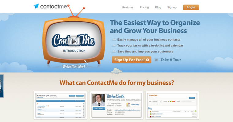 Home page of #10 Best Small Business CRM Application: ContactMe