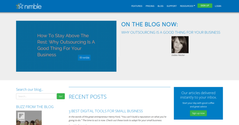 Blog page of #9 Best Small Business CRM Application: Nimble