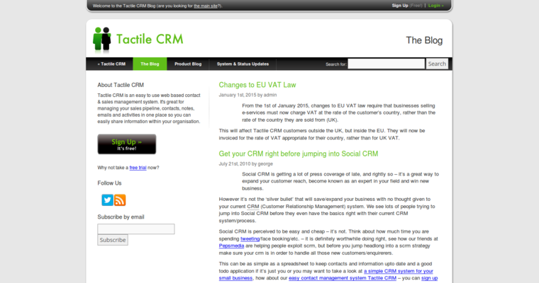 Blog page of #4 Best Small Business CRM Application: Tactile
