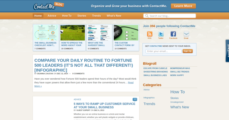 Blog page of #10 Leading Small Business CRM Solution: ContactMe