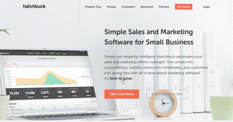 Home page of #3 Best Small Business CRM Solution: hatchbuck