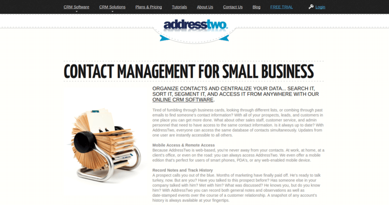 Contact page of #12 Leading Small Business CRM Solution: AddressTwo