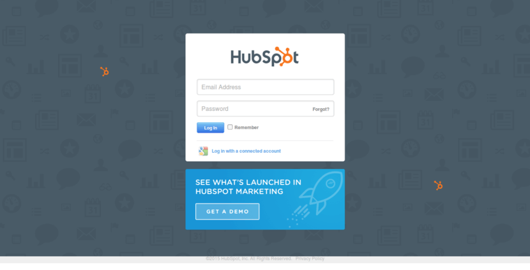 Login page of #2 Top CRM Solutions: Hubspot