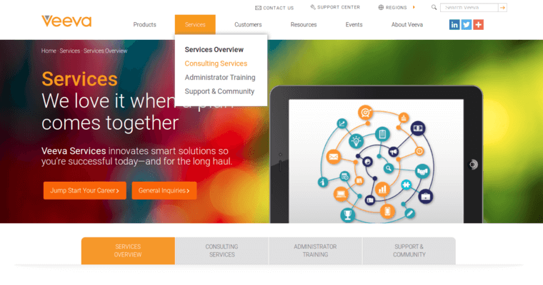 Services page of #3 Best CRM Solutions: Veeva