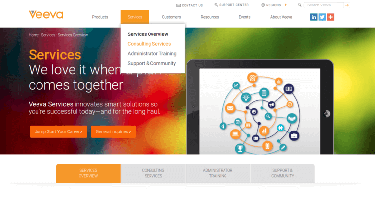 Services page of #3 Top CRM Solutions: Veeva