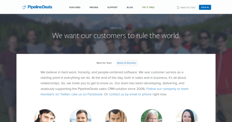 About page of #3 Top Startup CRM Software: Pipeline