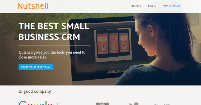 Home page of #8 Best Startup CRM Application: Nutshell CRM