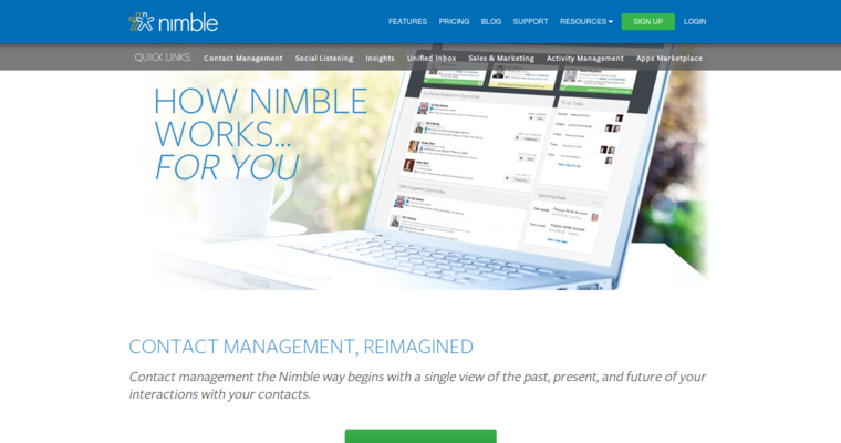 Work page of #2 Leading Startup CRM Software: Nimble