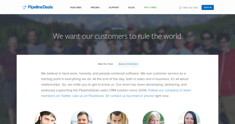 About page of #4 Top Startup CRM Software: Pipeline