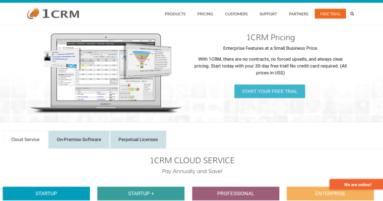 Price page of #11 Best Startup CRM Solution: 1CRM