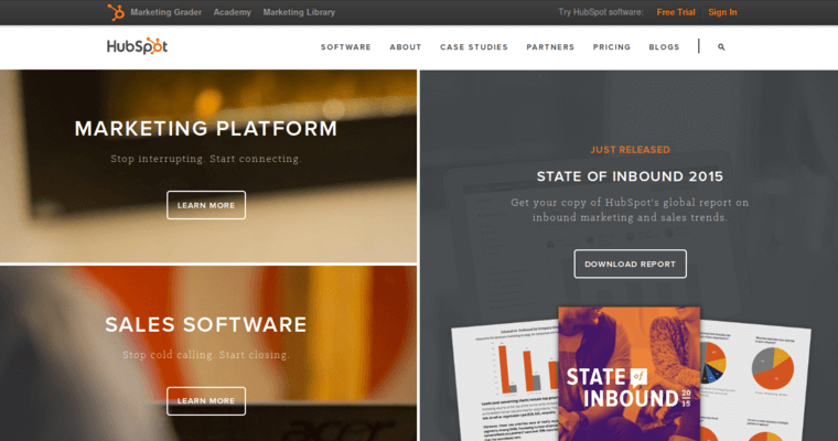 Hubspot page of #3 Leading Startup CRM Software: Hubspot