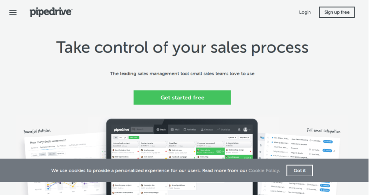 Home page of #1 Top Startup CRM Software: Pipedrive