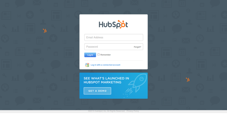 Login page of #9 Top Startup CRM Application: Hubspot