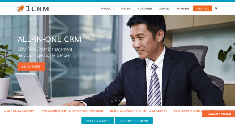 Home page of #11 Leading Startup CRM Solution: 1CRM