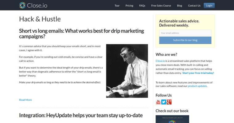 Blog page of #4 Leading Startup CRM Software: Close.io