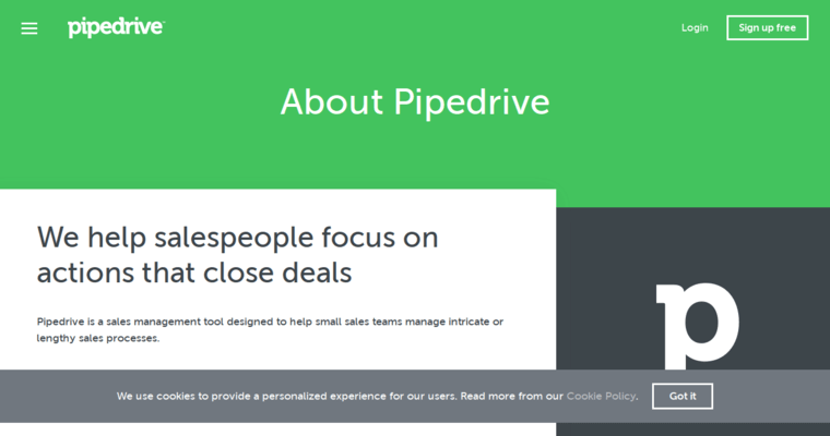 About page of #1 Best Startup CRM Software: Pipedrive
