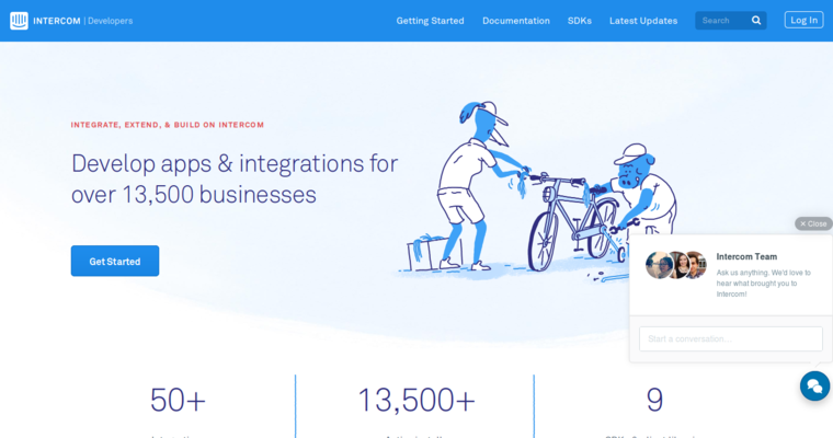 Developer page of #11 Top CRM Systems: Intercom