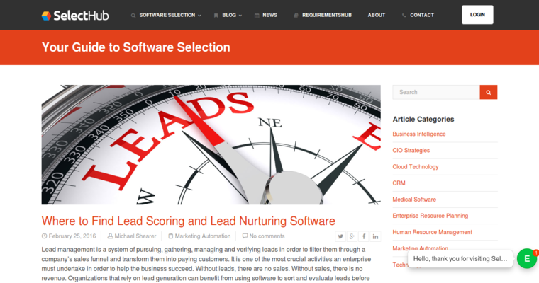 Blog page of #1 Leading CRM Tools: SelectHub